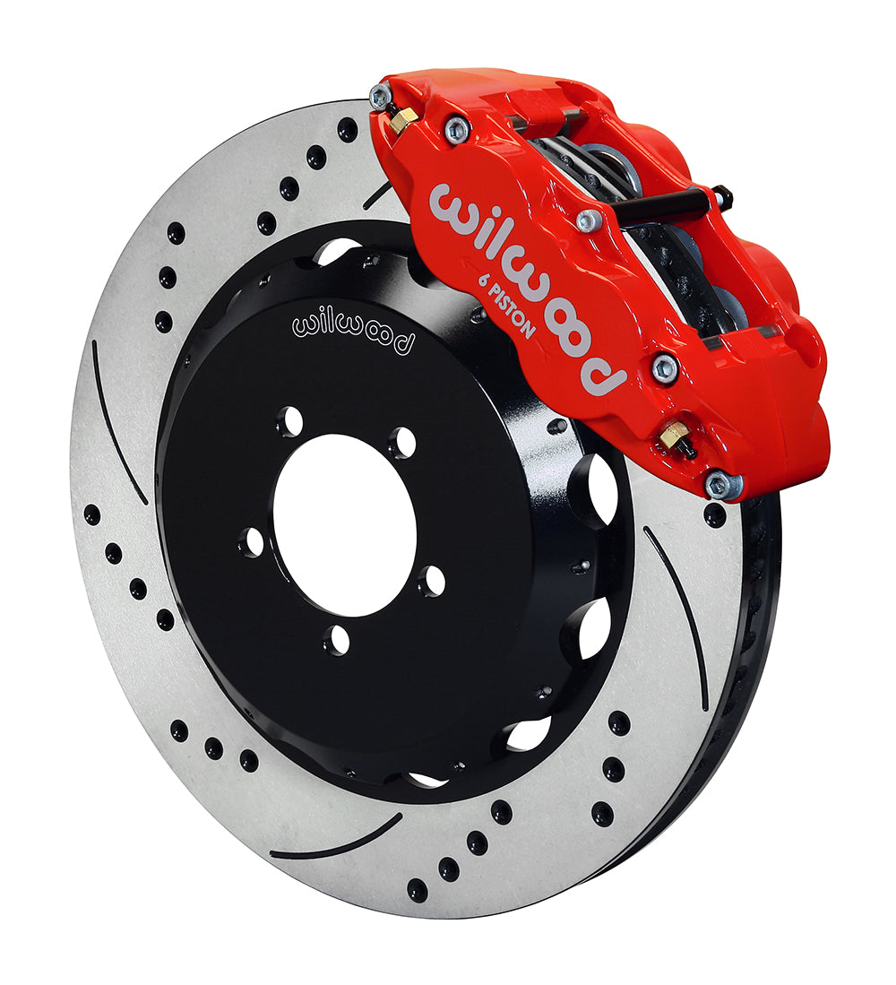 Wilwood FNSL6R 14in Front Kit Drilled / Slotted Red - 2002-2014 Subaru WRX / 2004-2021 STI / 2003-2006 Baja / 1998-2013 Forester / 1994-2014 Impreza / 1994-2009 Legacy / 2000-2009 Outback